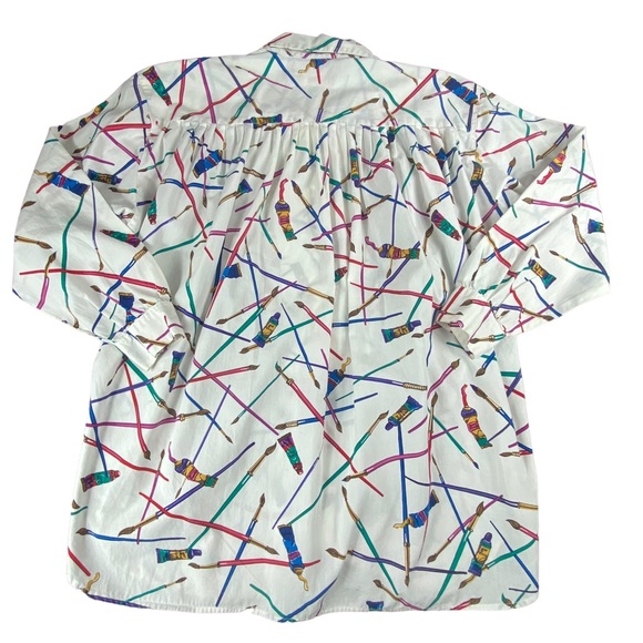 Vintage John Henry Artist Paint Print Button Down Shirt - Picture 12 of 16